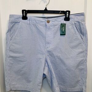 L.L. Bean NWT White & Blue Striped Cotton Bermuda Shorts 9in Inseam Women’s 16